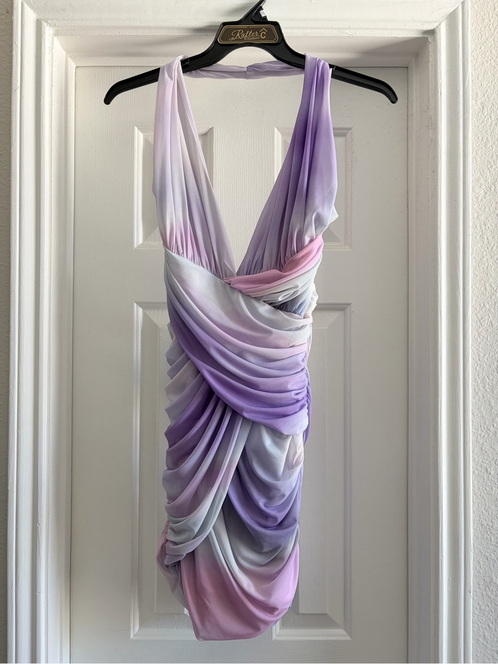 Zara Pastel Ombre Draped Mini Dress in Lavender and Pink